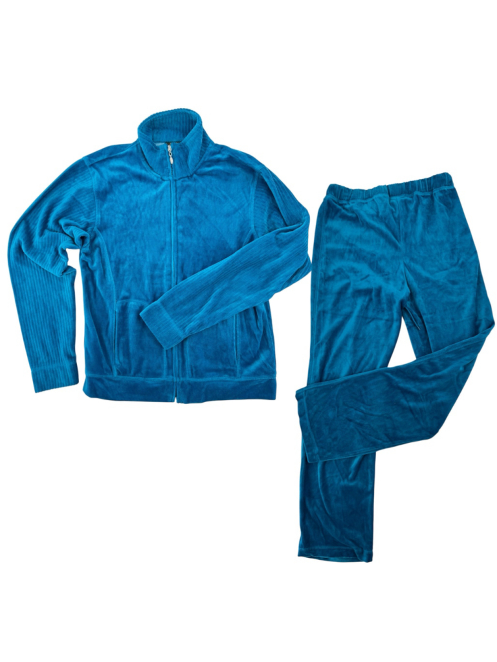 Teal Blue Velour Tracksuit Jane Ashley Petite Loungewear Athleisure Comfy NEW